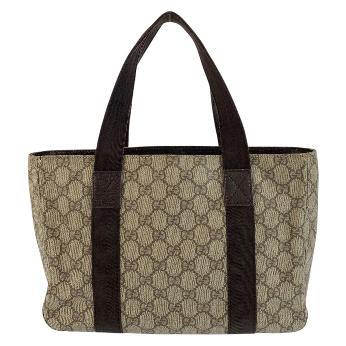 GUCCI Tote Bag 141976 GG Supreme canvas, leather Beige brown Tote Bag handbag Women Used Authentic