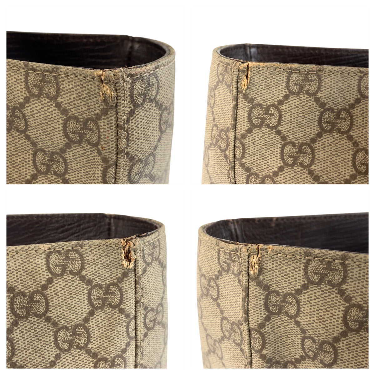 GUCCI Tote Bag 141976 GG Supreme canvas, leather Beige brown Tote Bag handbag Women Used Authentic