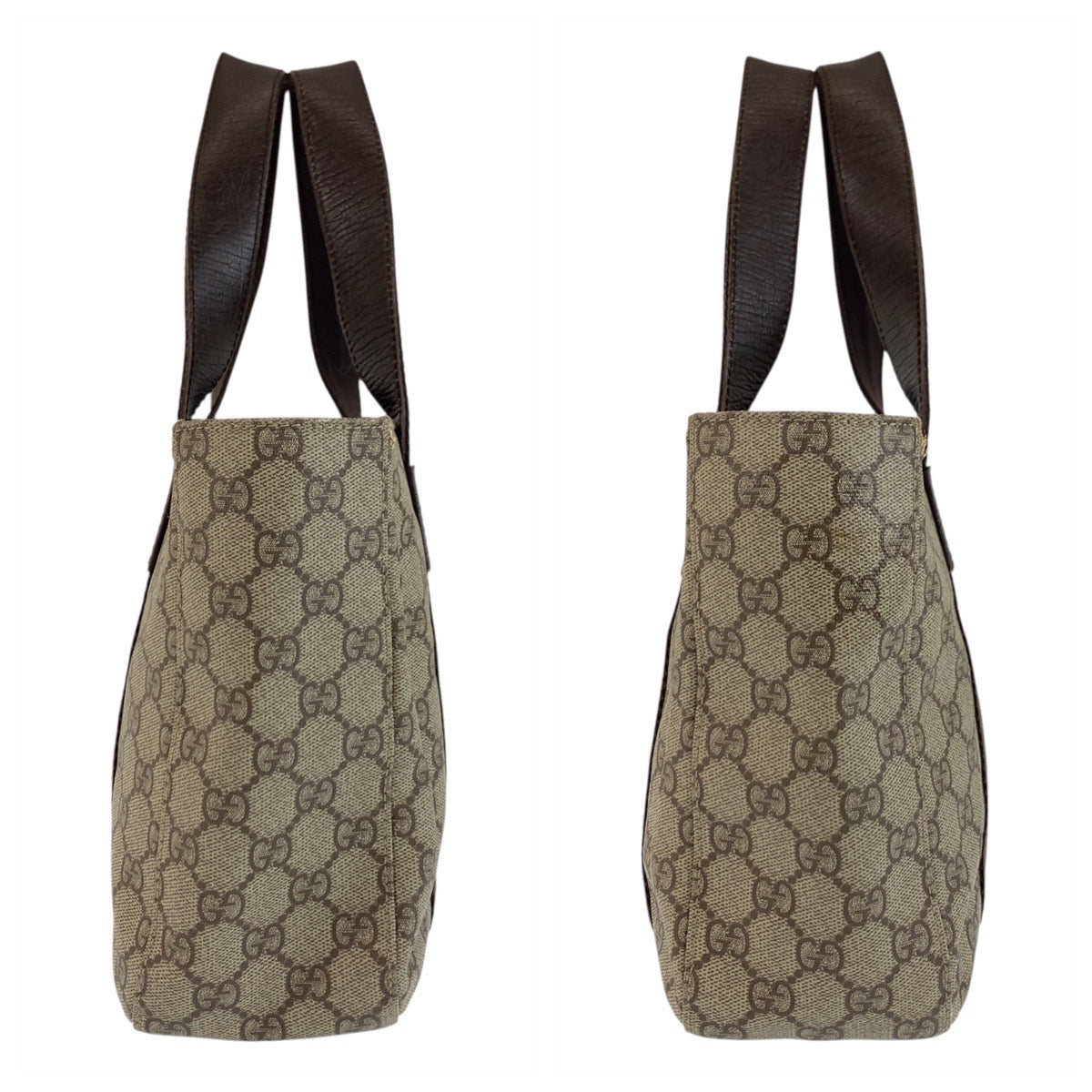 GUCCI Tote Bag 141976 GG Supreme canvas, leather Beige brown Tote Bag handbag Women Used Authentic