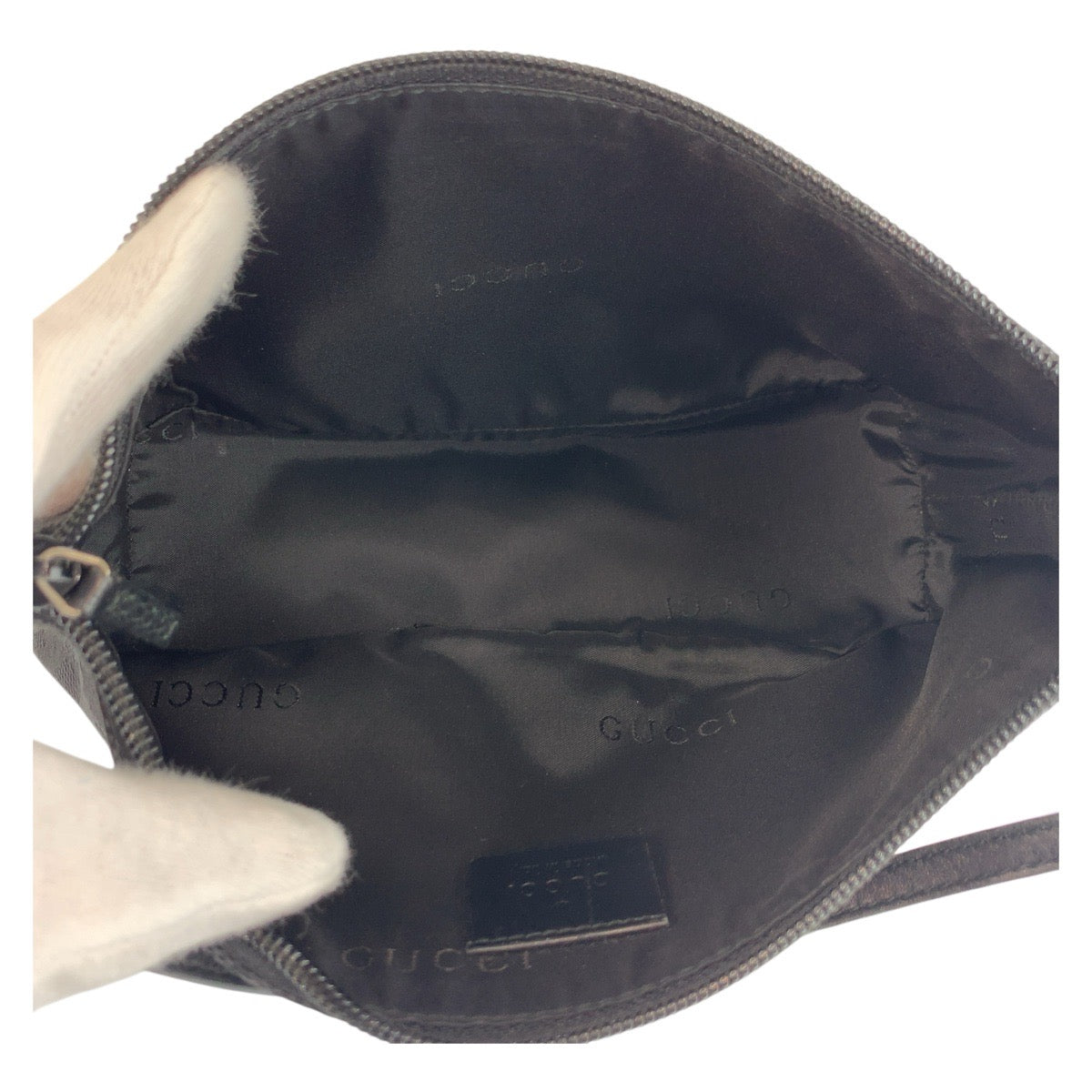 GUCCI Handbag 039 1103 GG canvas, leather Black SilverMetal Handbag accessory pouch Women Used Authentic