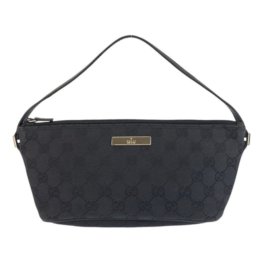 GUCCI Handbag 039 1103 GG canvas, leather Black SilverMetal Handbag accessory pouch Women Used Authentic