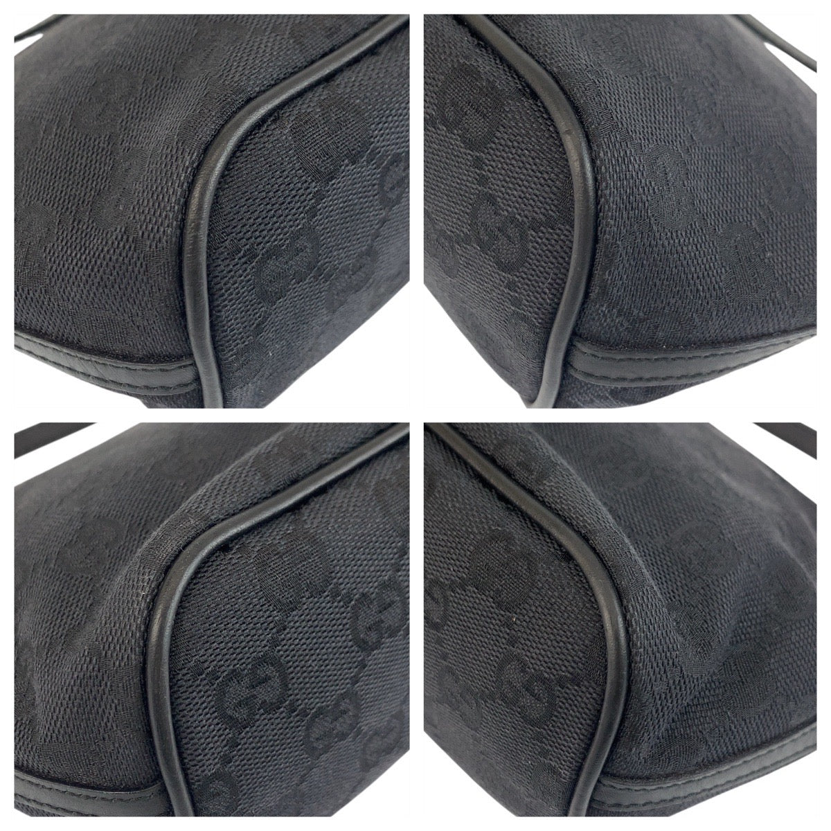 GUCCI Handbag 039 1103 GG canvas, leather Black SilverMetal Handbag accessory pouch Women Used Authentic