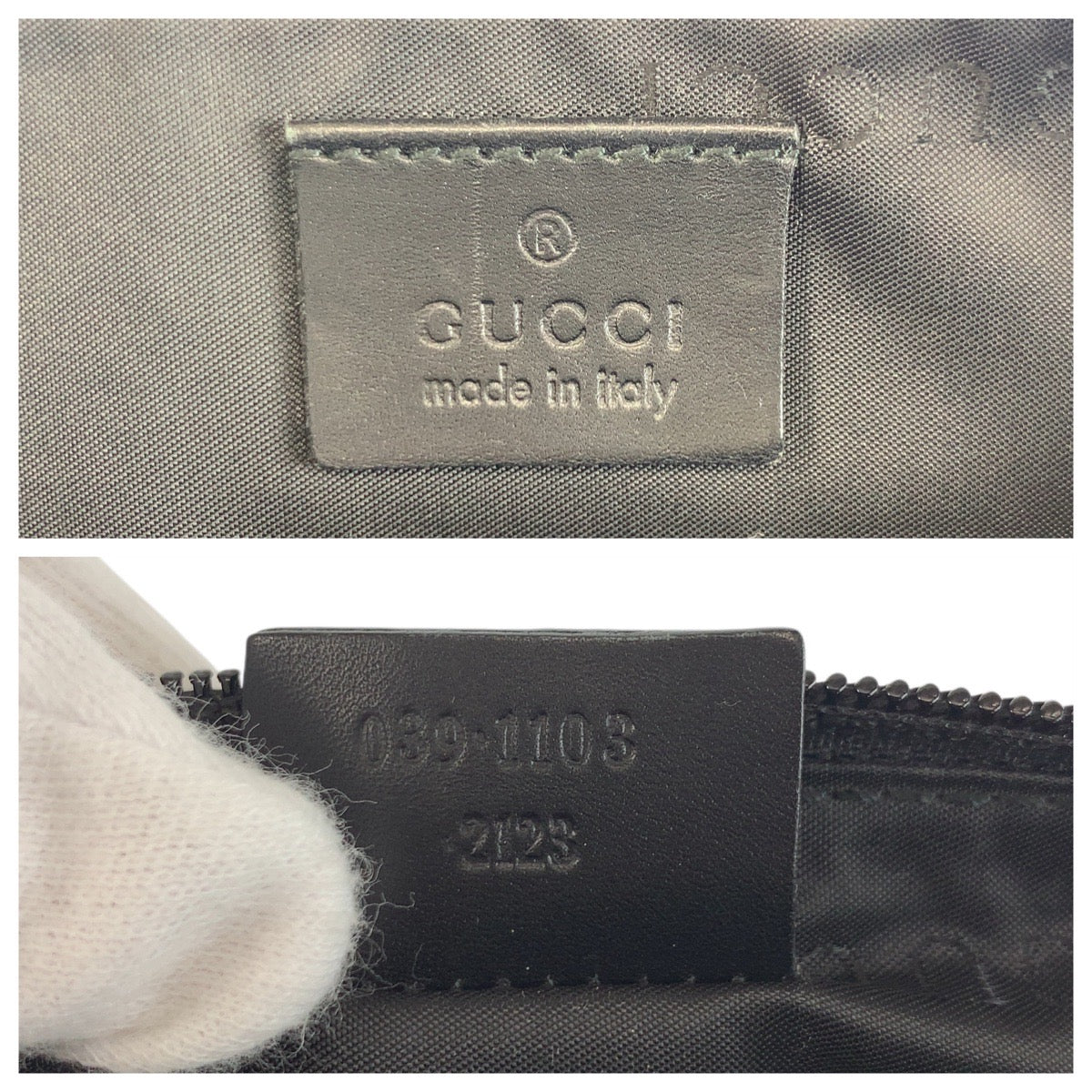 GUCCI Handbag 039 1103 GG canvas, leather Black SilverMetal Handbag accessory pouch Women Used Authentic