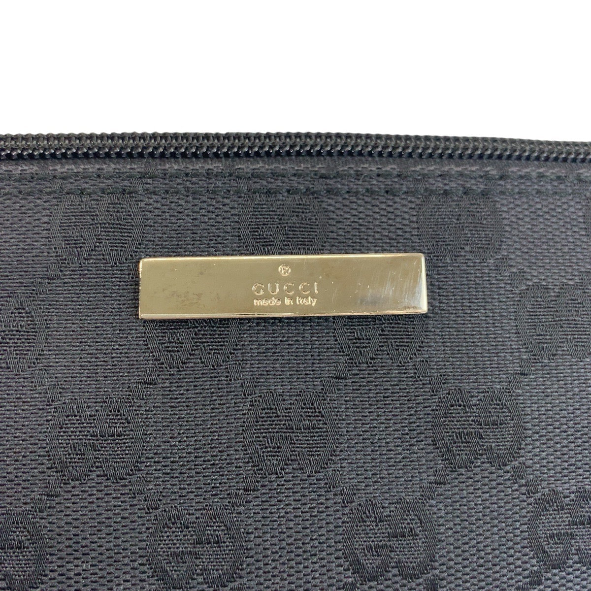 GUCCI Handbag 039 1103 GG canvas, leather Black SilverMetal Handbag accessory pouch Women Used Authentic
