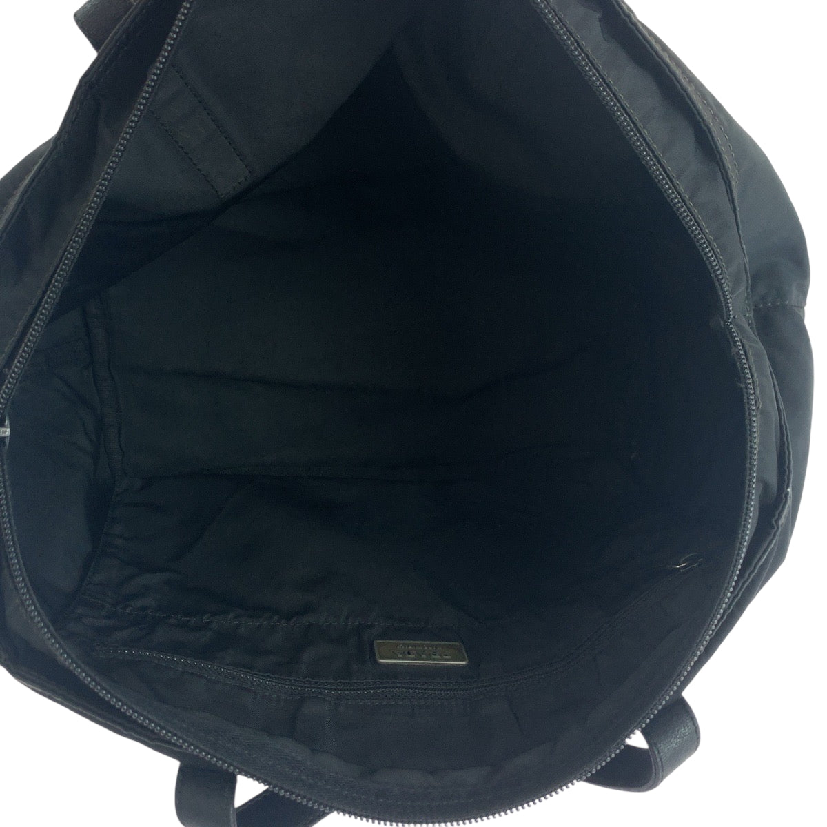 PRADA Tote Bag Nylon Black Silver Metal Tote Bag Shoulder Bag Test Triangle With logo Women Used Authentic