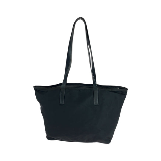 PRADA Tote Bag Nylon Black Silver Metal Tote Bag Shoulder Bag Test Triangle With logo Women Used Authentic
