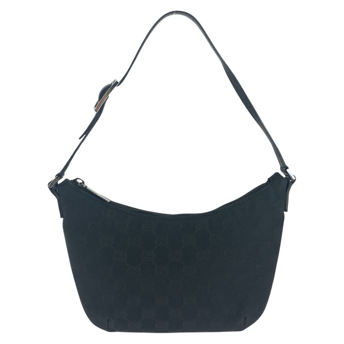 GUCCI Shoulder Bag 32160 GG canvas, leather Black Silver Metal Women Used Authentic