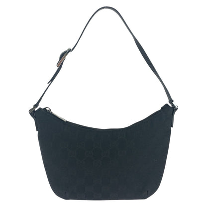 GUCCI Shoulder Bag 32160 GG canvas, leather Black Silver Metal Women Used Authentic