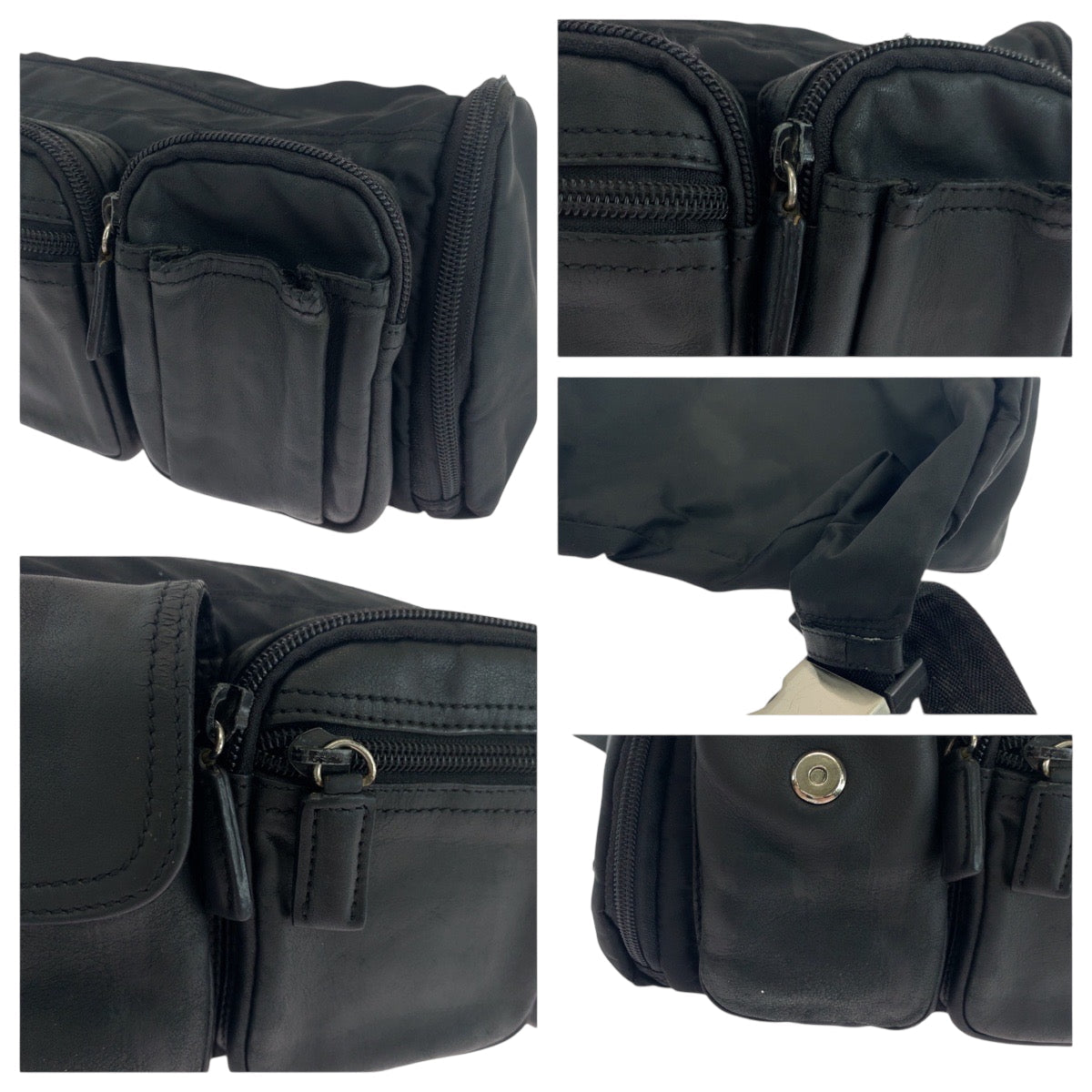 PRADA Waist bag Nylon Black Silver Metal Test Triangle With logo