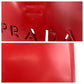 PRADA Tote Bag Leather, Suede Red Tote Bag Shoulder Bag Logo die cut Women Used Authentic