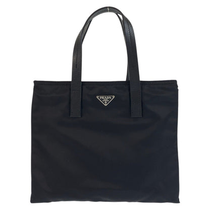PRADA Tote Bag Nylon, Leather black Tote Bag handbag Test Triangle With logo Women Used Authentic