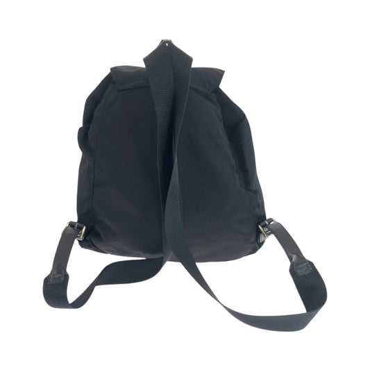 PRADA Backpack Nylon Black SilverMetal Backpack Backpack Test Triangle With logo Women Used Authentic
