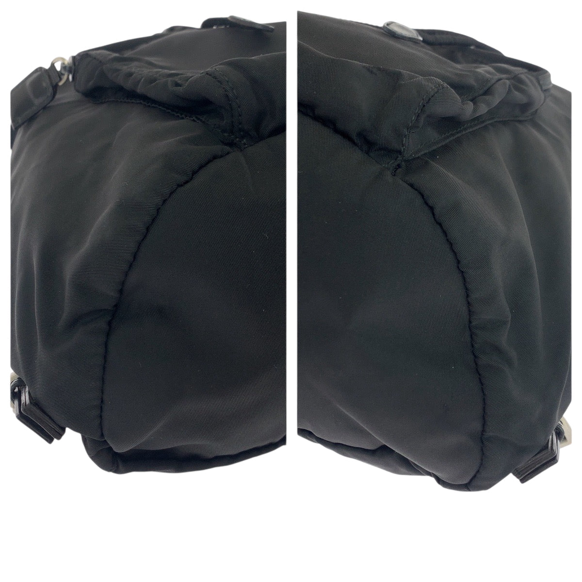 PRADA Backpack Nylon Black SilverMetal Backpack Backpack Test Triangle With logo Women Used Authentic