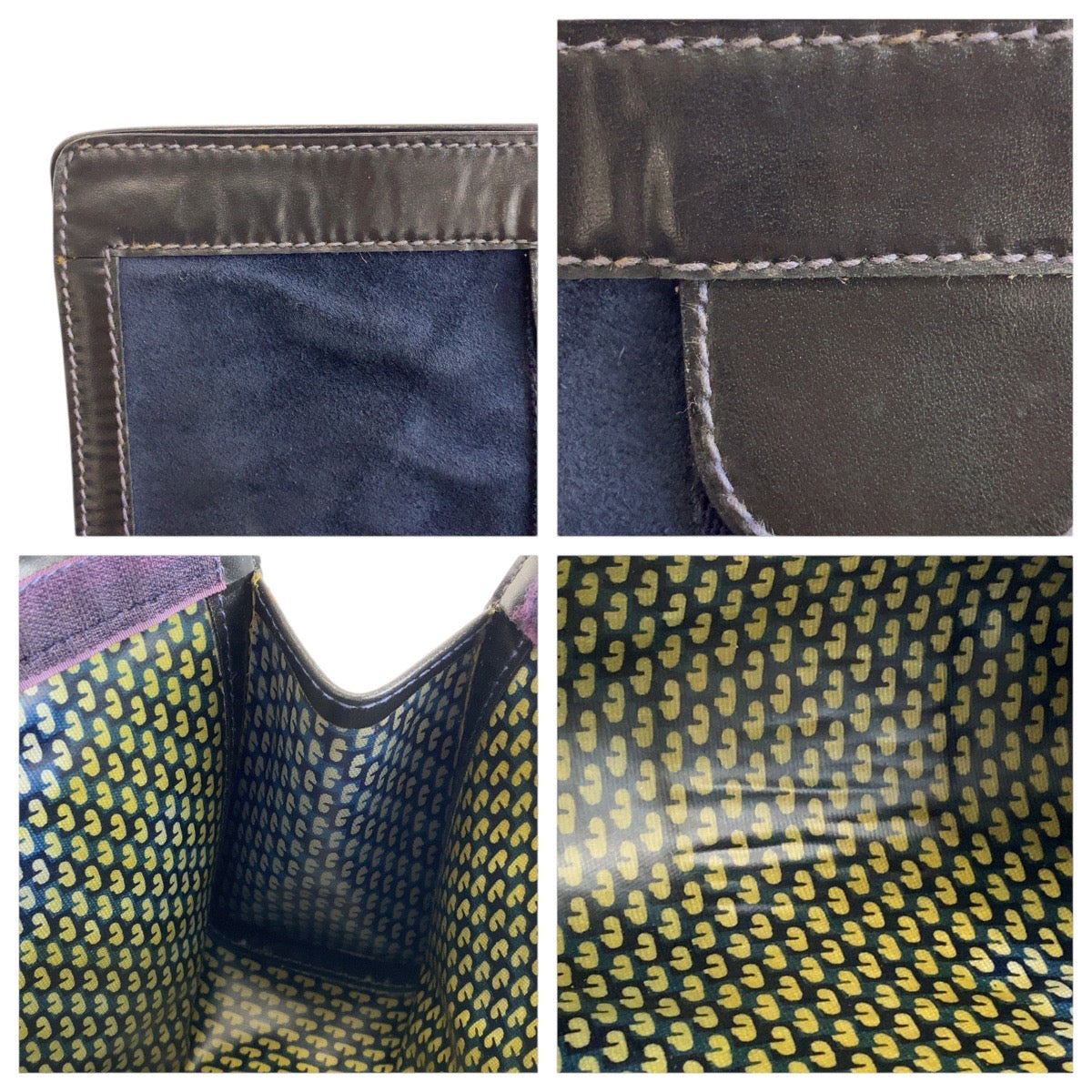 GUCCI Clutch bag Suede, Leather Navy black Clutch bag business bag Old Gucci Shelly Line mens Used Authentic