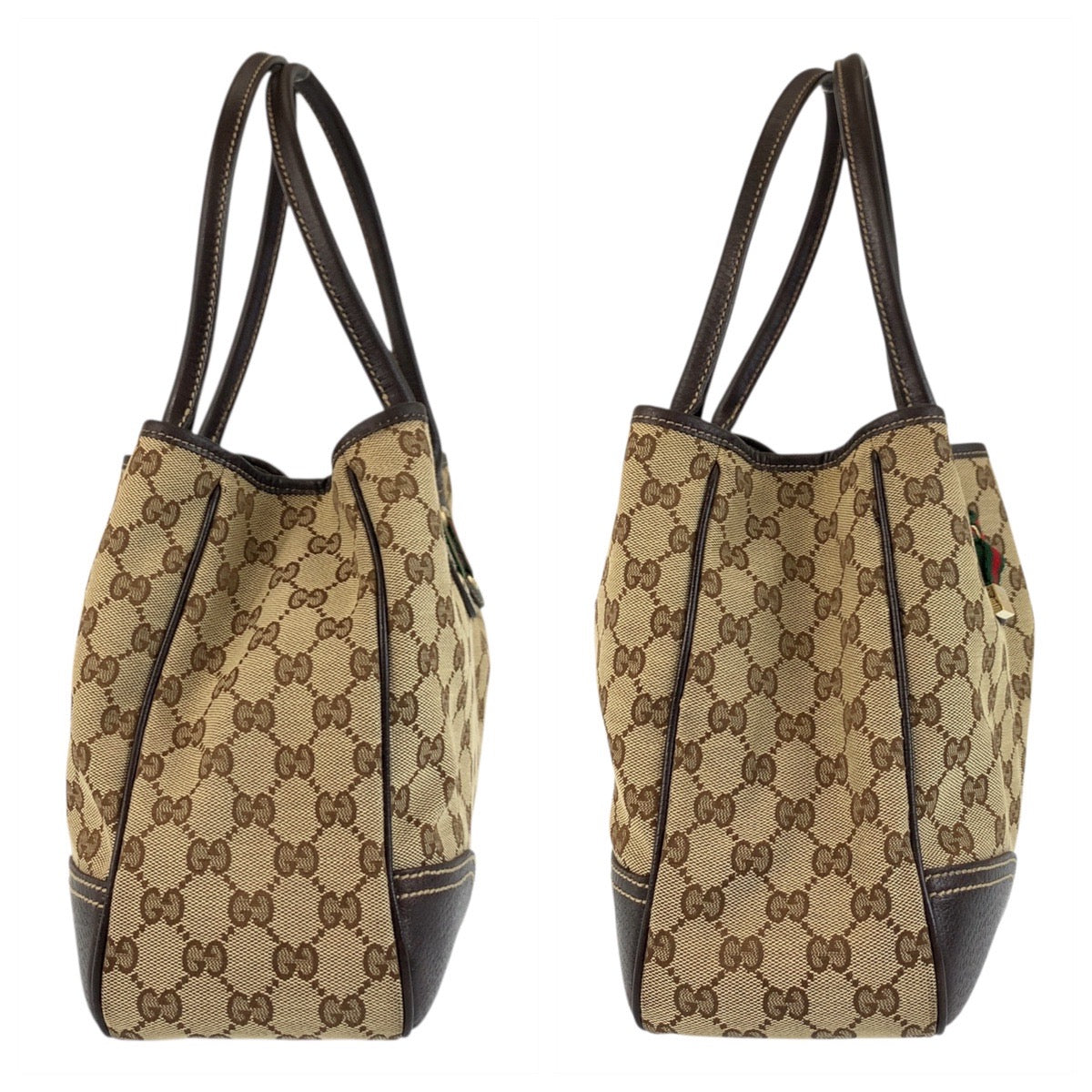 GUCCI Tote Bag 163805 GG canvas, leather Beige Brown Gold Metal Tote Bag Shoulder Bag Prince Shelley Line Women Used Authentic