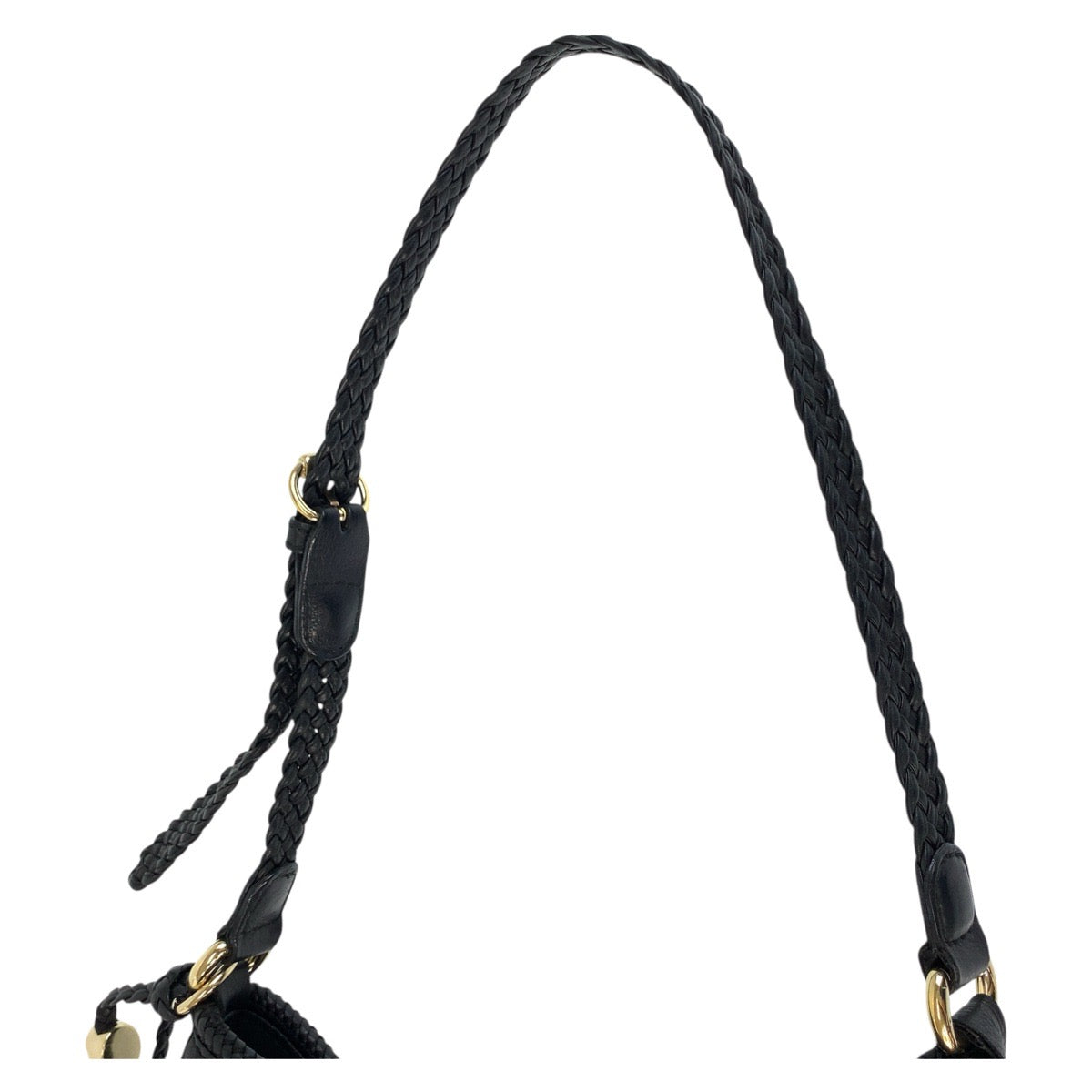 GUCCI Shoulder Bag 257026 leather Black Gold Metal Tassel Braid