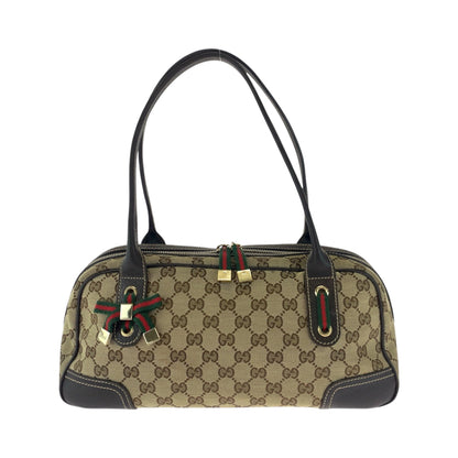 GUCCI Shoulder Bag 461720 GG canvas Beige Brown Gold Metal Handbag Shoulder Bag Sherry line Pretty Women Used Authentic