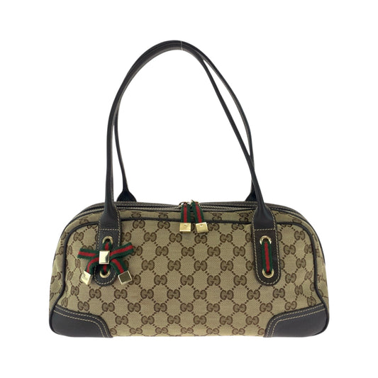 GUCCI Shoulder Bag 461720 GG canvas Beige Brown Gold Metal Handbag Shoulder Bag Sherry line Pretty Women Used Authentic