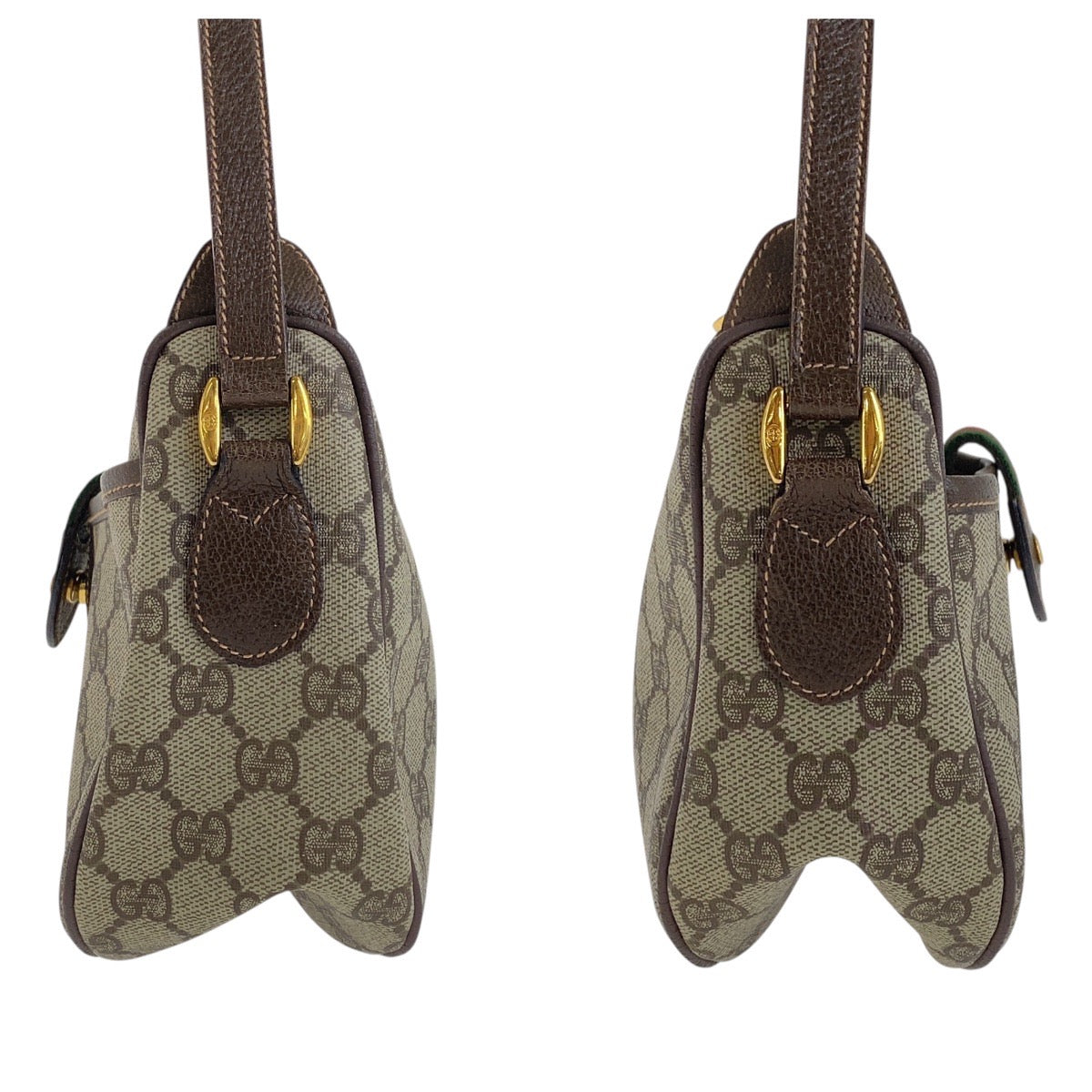 GUCCI Shoulder Bag 001 123 6177 GG Supreme Canvas, PVC Beige Brown Gold Metal Shoulder Bag Crossbody Old Gucci Shelly Line Women Used Authentic