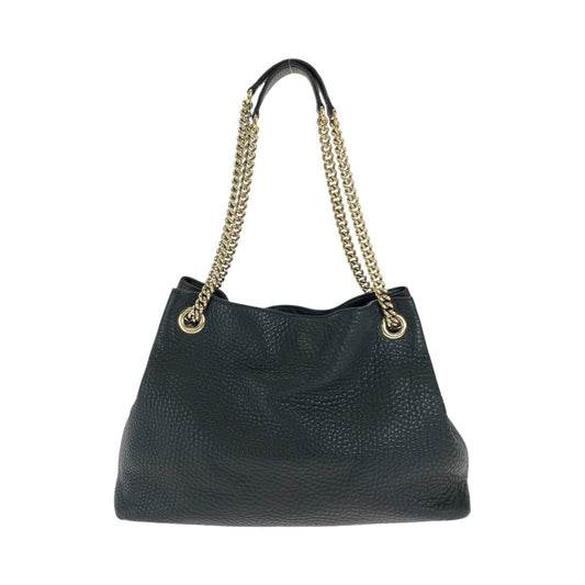 GUCCI Shoulder Bag 308982 leather Black Gold Metal ChainShoulder Bag Tote Bag Soho Interlocking Women Used Authentic