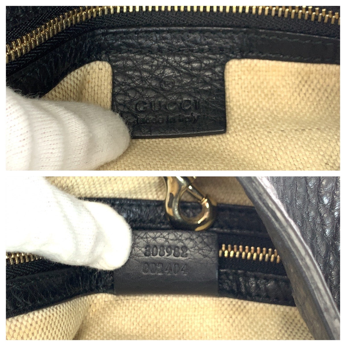 GUCCI Shoulder Bag 308982 leather Black Gold Metal ChainShoulder Bag Tote Bag Soho Interlocking Women Used Authentic