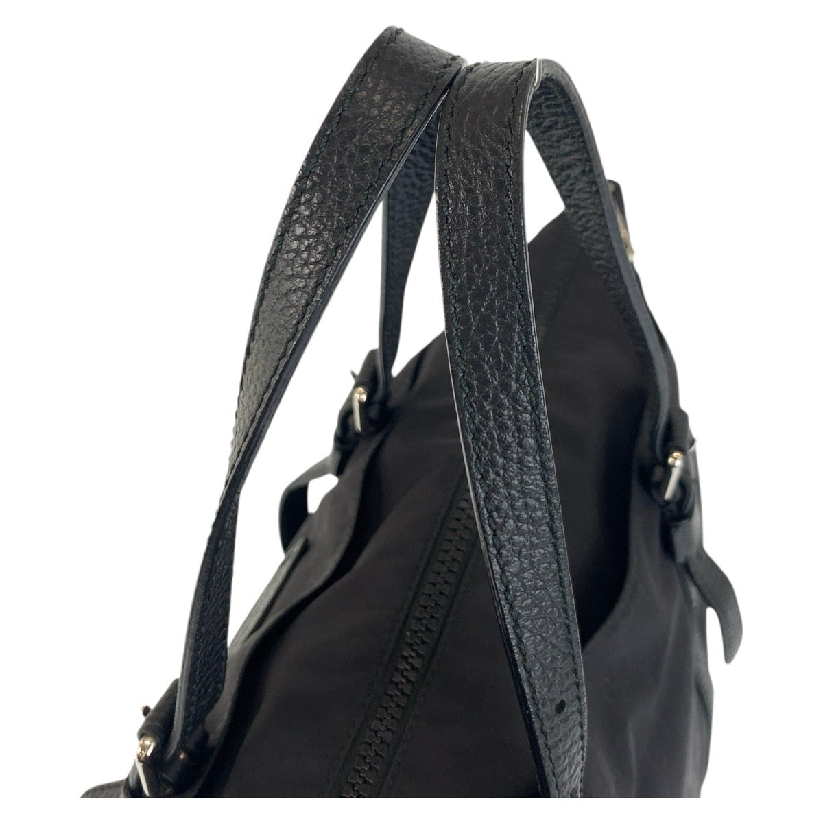GUCCI Tote Bag 387067 Nylon Black SilverMetal Tote Bag Shoulder Bag 2way Business Bag GG pattern mens Used Authentic