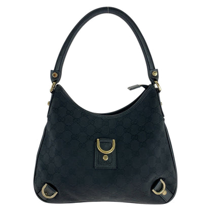 GUCCI Shoulder Bag 130738 GG canvas Black GoldMetal Abbey