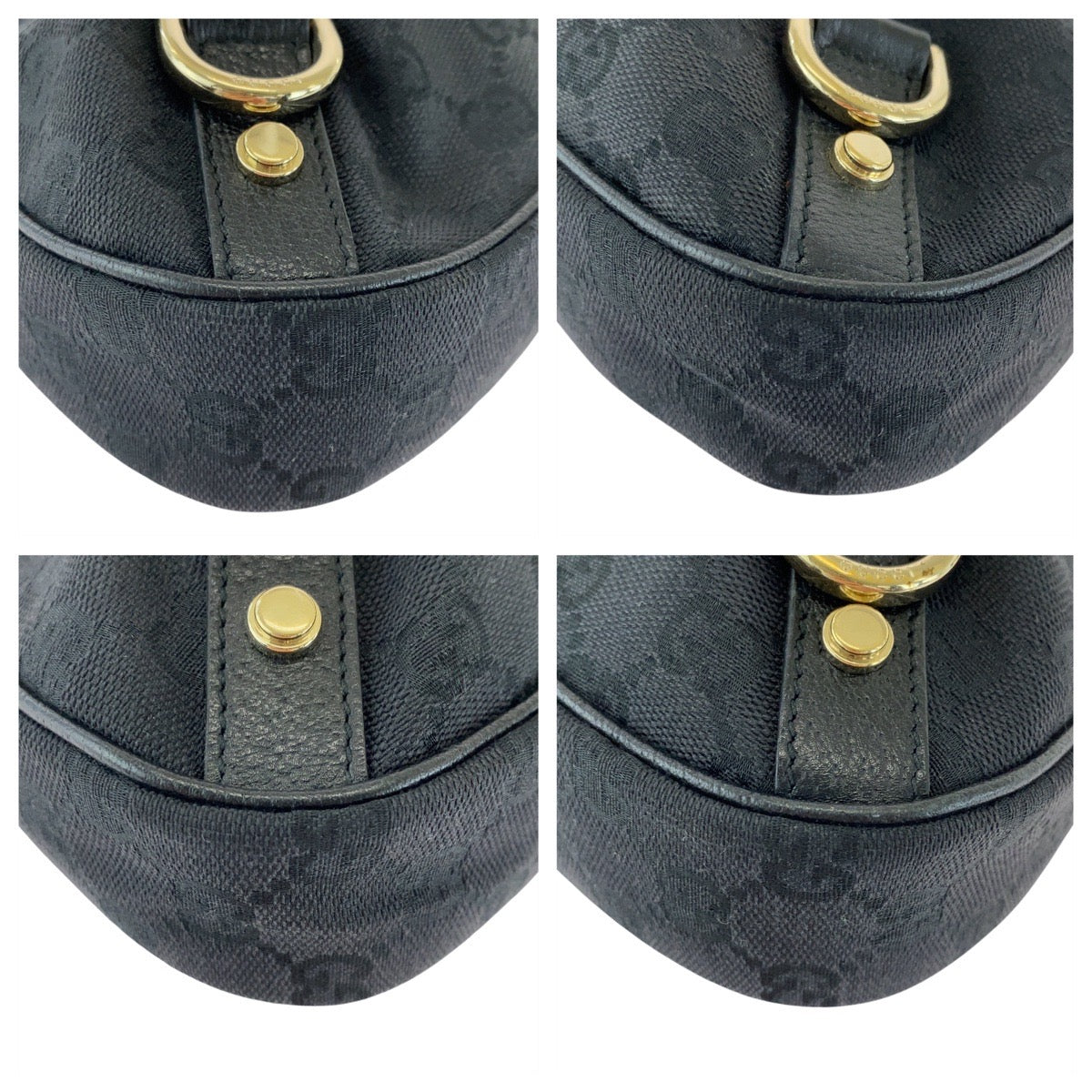 GUCCI Shoulder Bag 130738 GG canvas Black GoldMetal Abbey
