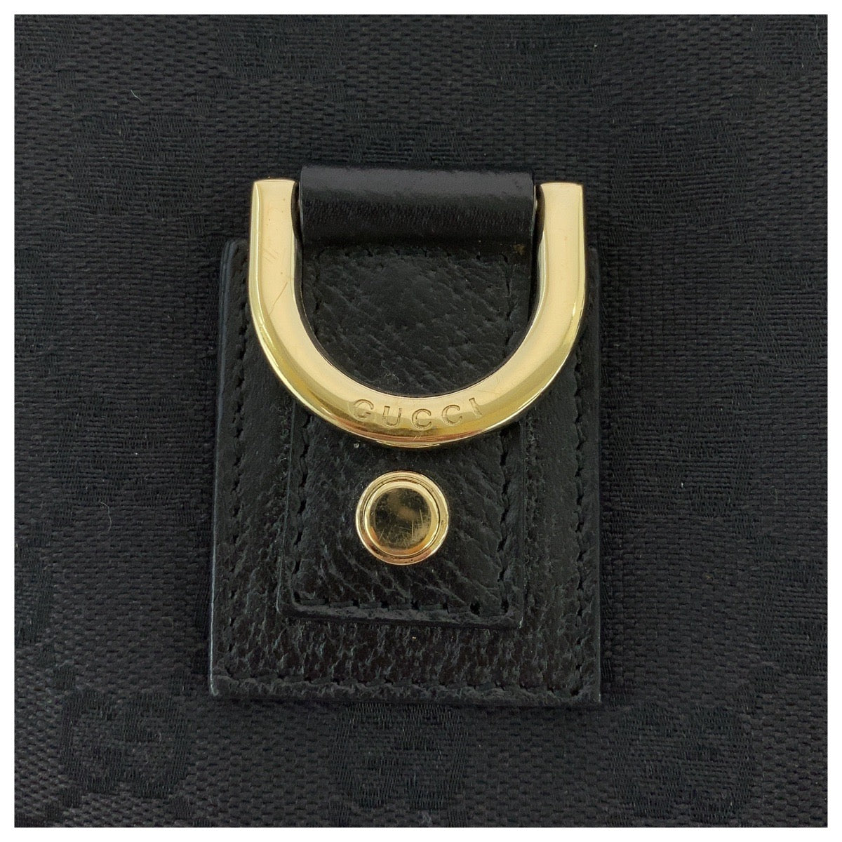 GUCCI Shoulder Bag 130738 GG canvas Black GoldMetal Abbey