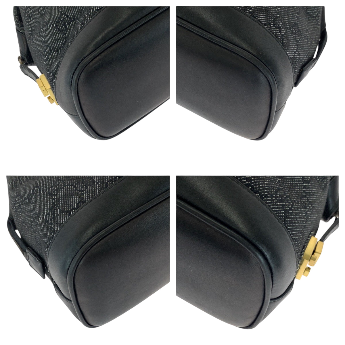 GUCCI Shoulder Bag 92734 GG canvas Black GoldMetal Shoulder Bag Boston Duffel bag Handbag Women Used Authentic