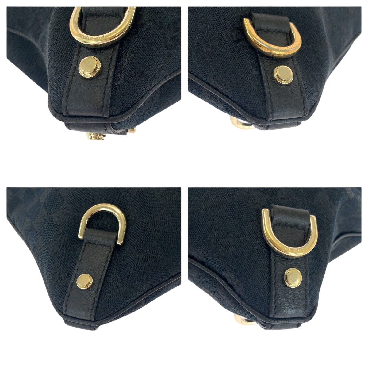GUCCI Shoulder Bag 131326 GG canvas Black GoldMetal Shoulder Bag Crossbody Abbey Women Used Authentic