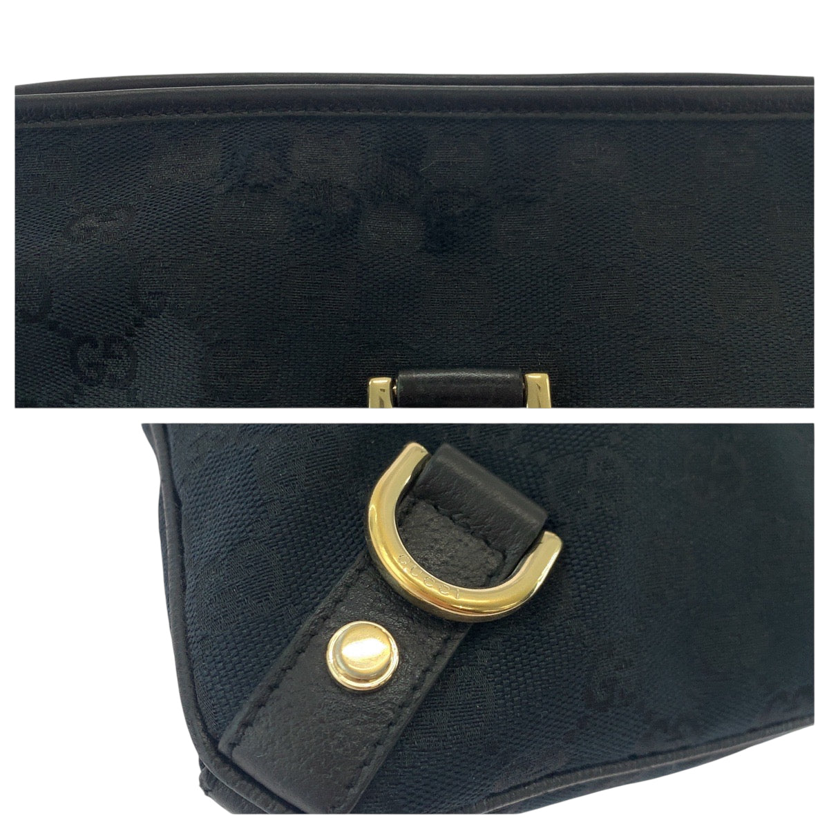 GUCCI Shoulder Bag 131326 GG canvas Black GoldMetal Shoulder Bag Crossbody Abbey Women Used Authentic