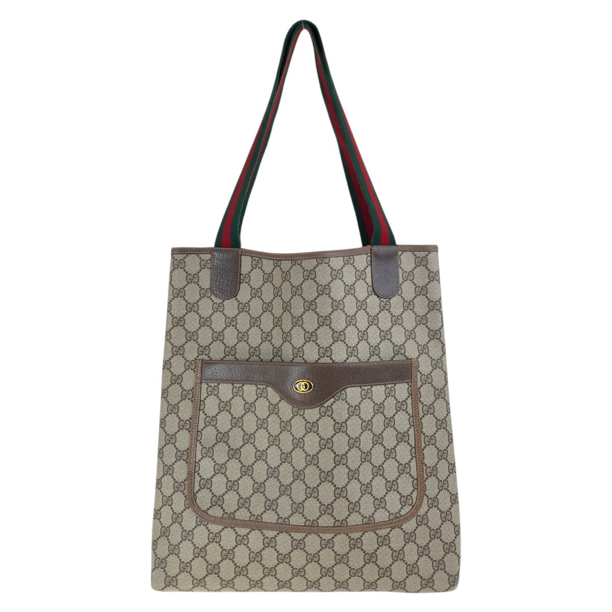 GUCCI Tote Bag 902 02 003 GG Supreme Canvas Brown Gold Metal Old Gucci Shelly Line