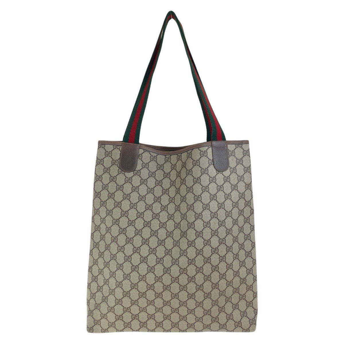 GUCCI Tote Bag 902 02 003 GG Supreme Canvas Brown Gold Metal Old Gucci Shelly Line