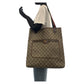 GUCCI Tote Bag 902 02 003 GG Supreme Canvas Brown Gold Metal Old Gucci Shelly Line