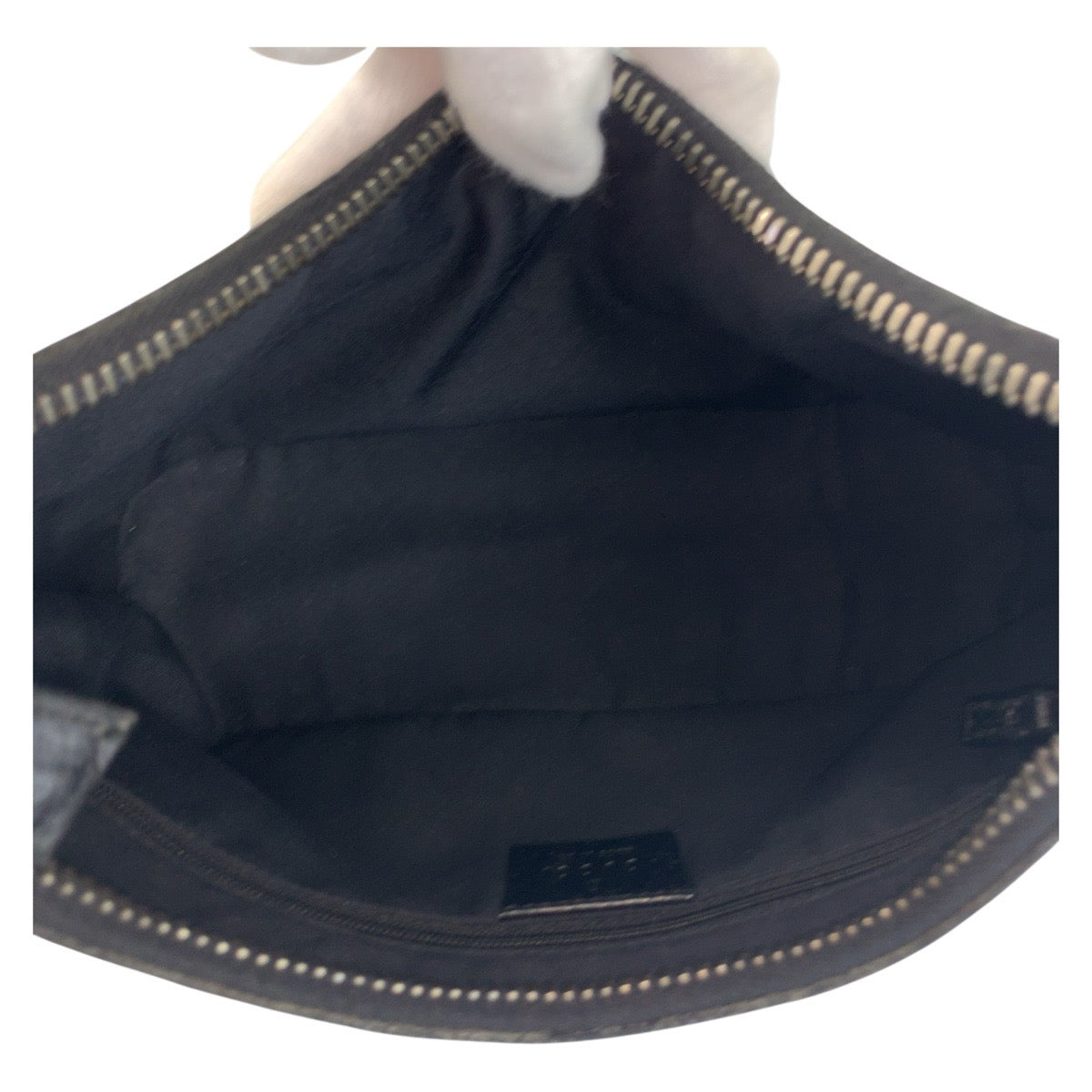 GUCCI Shoulder Bag 115002 GG canvas, leather Black SilverMetal Hobo Shoulder Bag Handbag Women Used Authentic