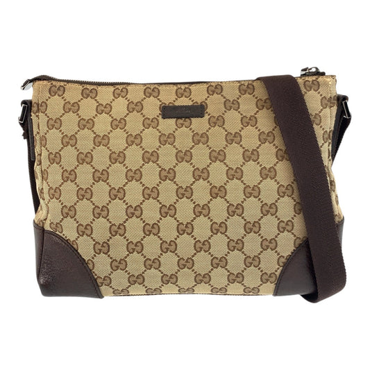 GUCCI Shoulder Bag 114273 GG canvas, leather Beige brown Shoulder Bag Messenger bag Women Used Authentic