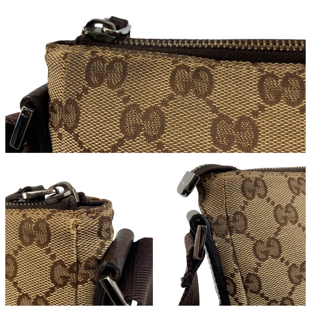 GUCCI Shoulder Bag 114273 GG canvas, leather Beige brown Shoulder Bag Messenger bag Women Used Authentic