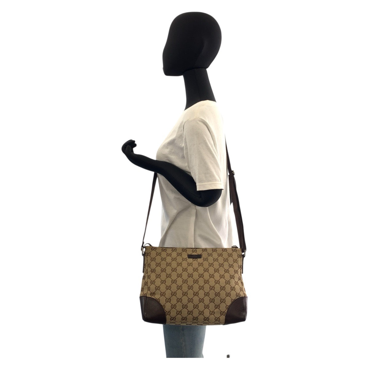 GUCCI Shoulder Bag 114273 GG canvas, leather Beige brown Shoulder Bag Messenger bag Women Used Authentic