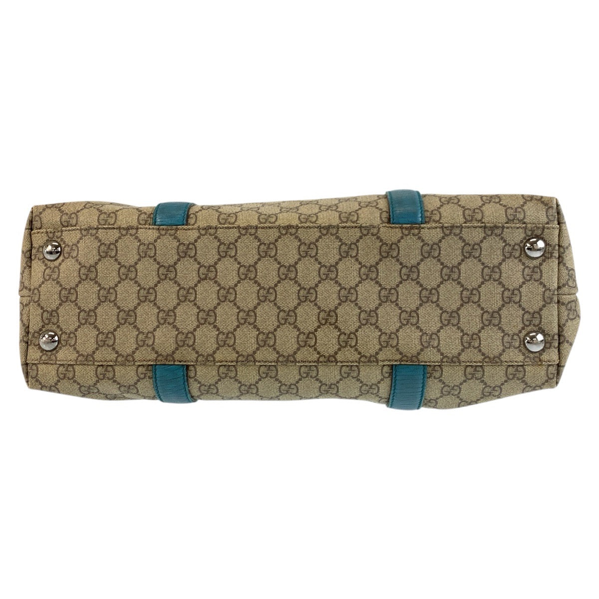 GUCCI Tote Bag 114288 GG Supreme canvas, leather Beige Blue SilverMetal Tote Bag Shoulder Bag Women Used Authentic