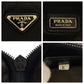 PRADA Clutch bag Nylon, Leather Black SilverMetal Clutch bag business bag pouch Testo Saffiano leather Triangle With logo mens Used Authentic