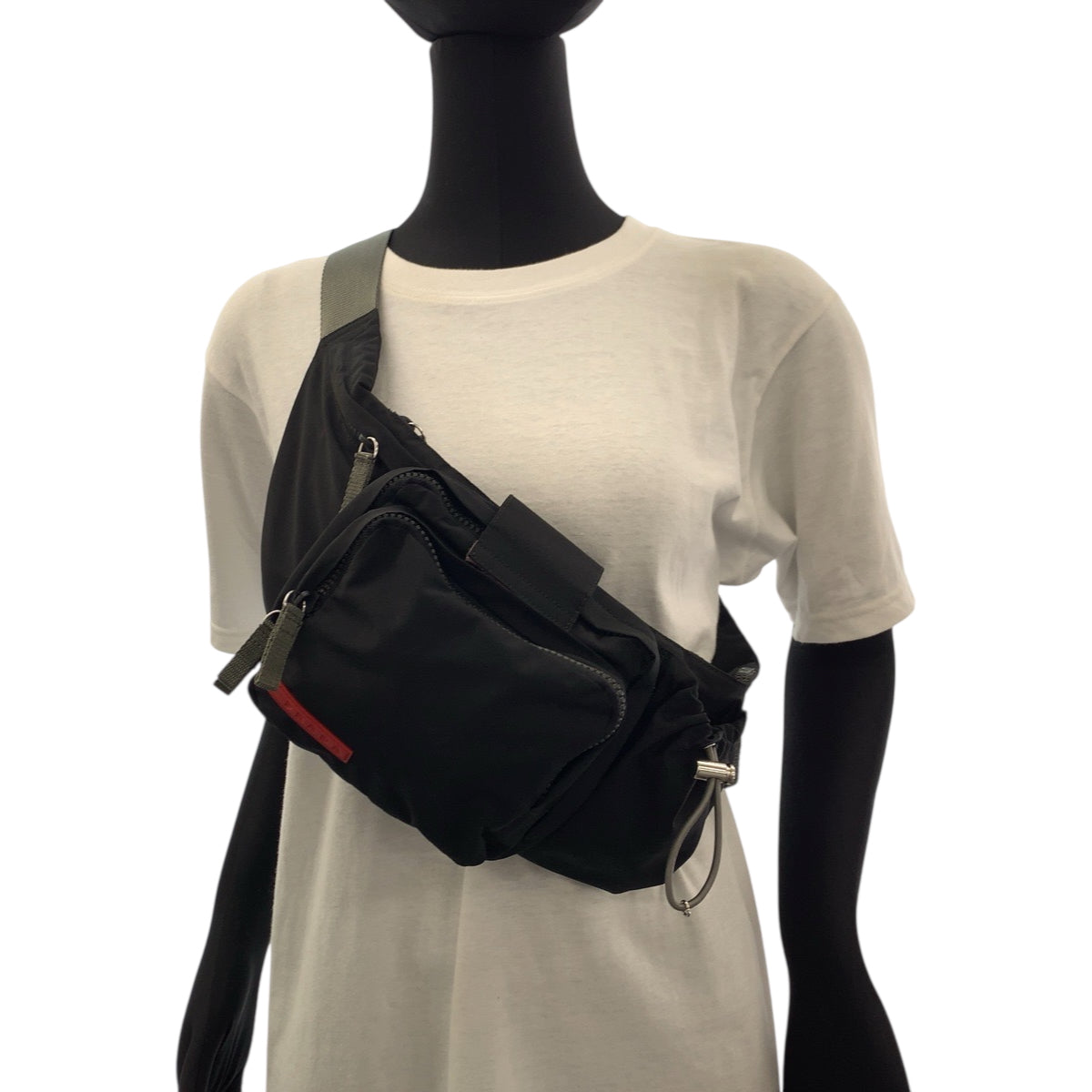 PRADA Waist bag 4VA056 Nylon Black SilverMetal Waist Bag Bum Bag PRADA Sports Women Used Authentic