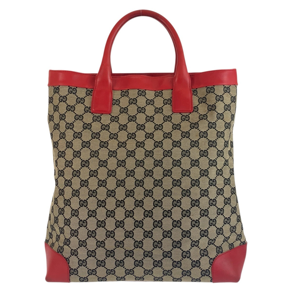GUCCI Tote Bag 002 1121 GG canvas, leather Beige red Women Used Authentic