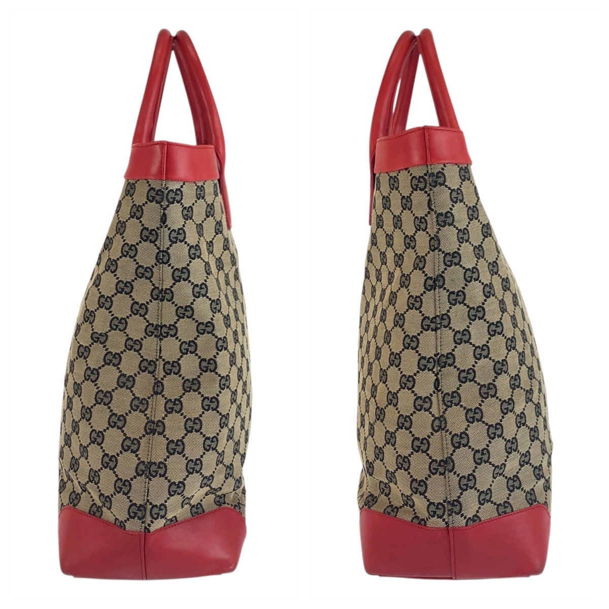 GUCCI Tote Bag 002 1121 GG canvas, leather Beige red Women Used Authentic