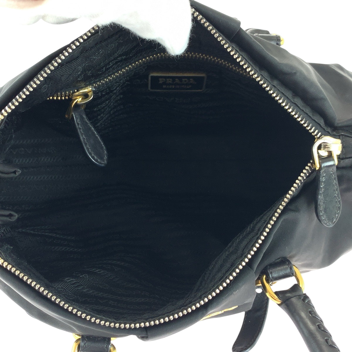 PRADA Shoulder Bag BN1607 Nylon Black GoldMetal Shoulder Bag Tote Bag Test logo Women Used Authentic