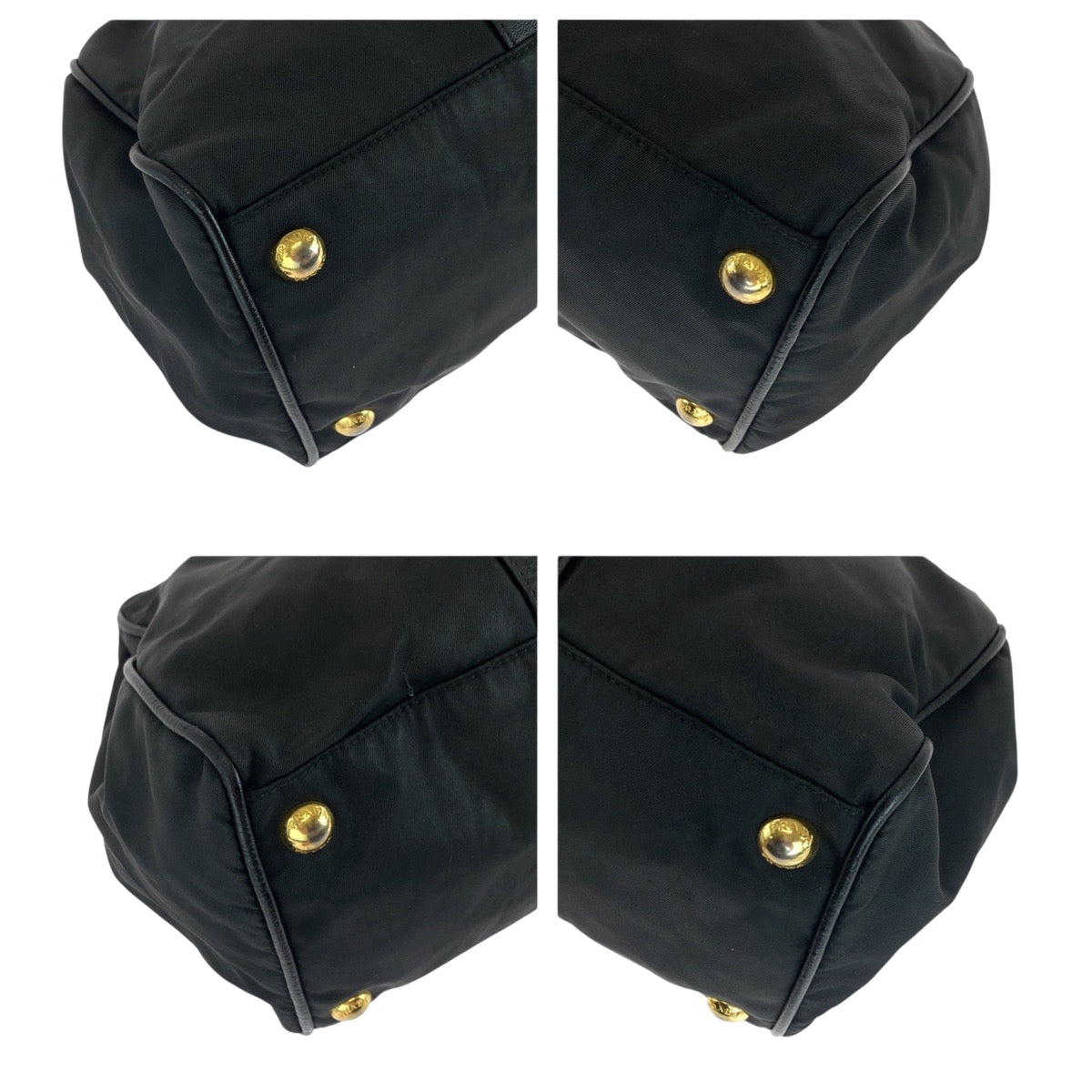 PRADA Shoulder Bag BN1607 Nylon Black GoldMetal Shoulder Bag Tote Bag Test logo Women Used Authentic