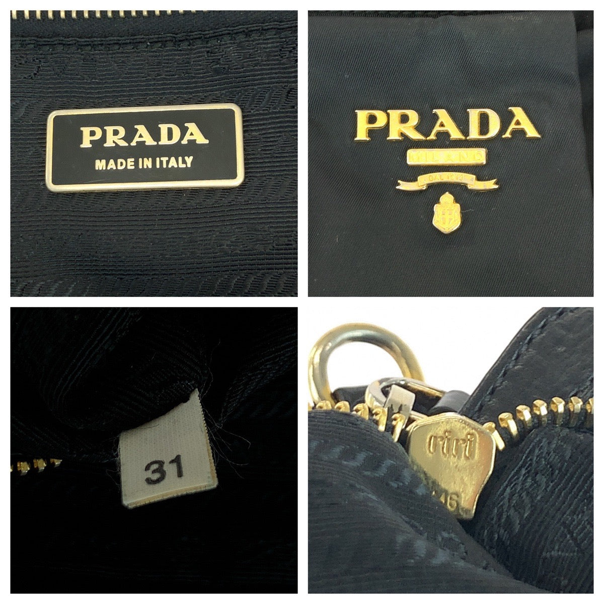 PRADA Shoulder Bag BN1607 Nylon Black GoldMetal Shoulder Bag Tote Bag Test logo Women Used Authentic