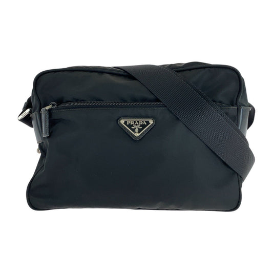 PRADA Shoulder Bag Nylon black Test Triangle With logo
