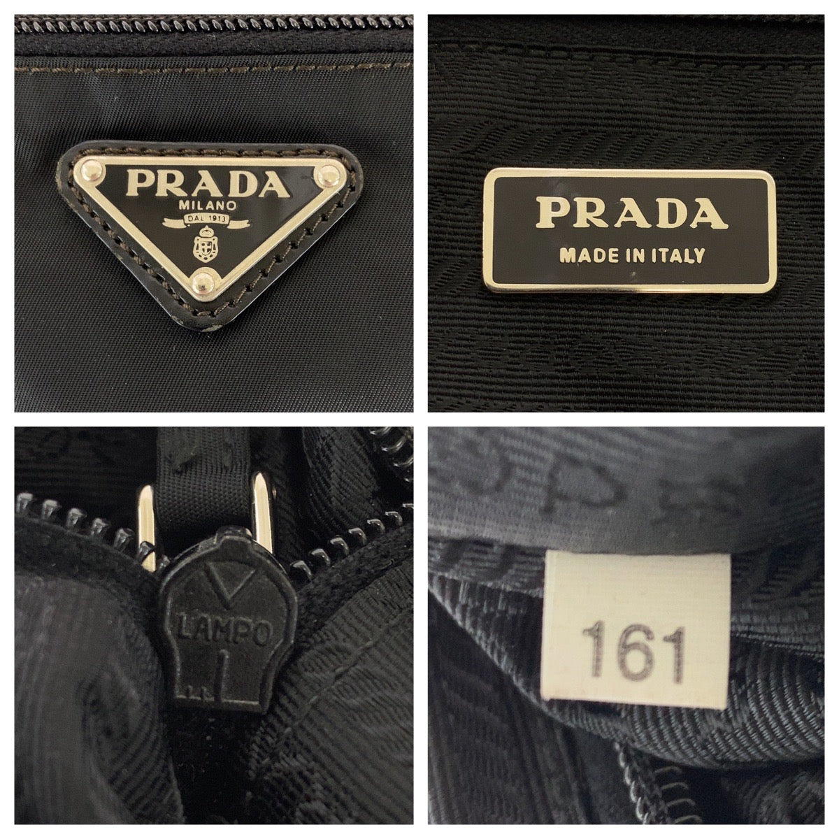 PRADA Shoulder Bag Nylon black Test Triangle With logo