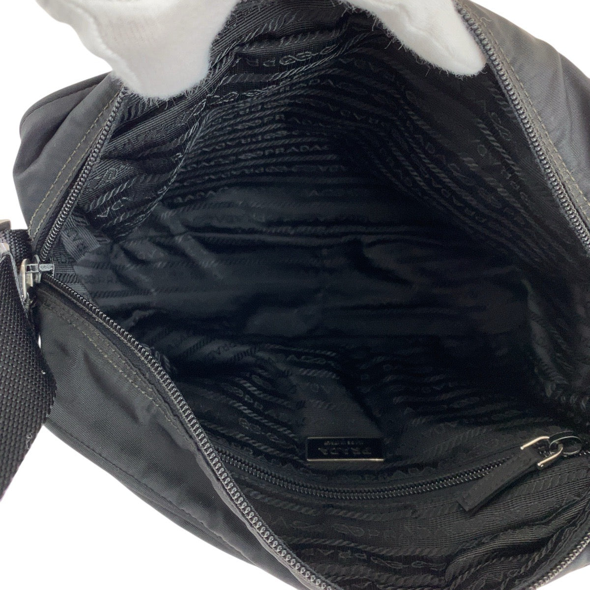 PRADA Shoulder Bag Nylon black Test Triangle With logo